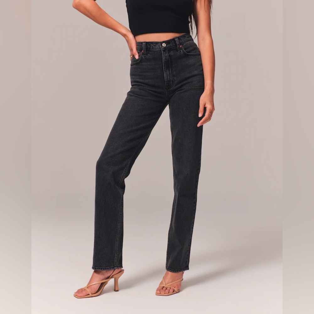 Abercrombie & Fitch 90s straight ultra high rise black jeans